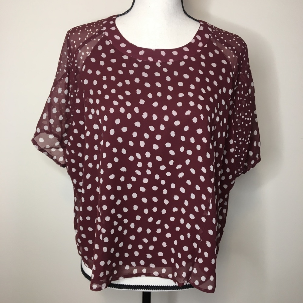 Madewell Rust Brown Color Peasant Blouse Shirt